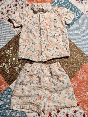 Modern Moments by Gerber 2-Piece Floral Button-Up & Shorts Set 4T 100% Cotton